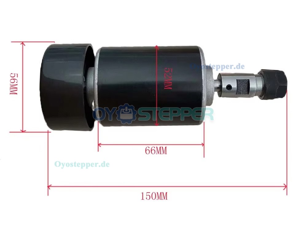 Luftgek&uuml;hlter CNC Spindelmotor 200W 12&ndash;24VDC &Oslash;52&times;150mm ER11/ER16 10000U/min f&uuml;r kleine Graviermaschinen